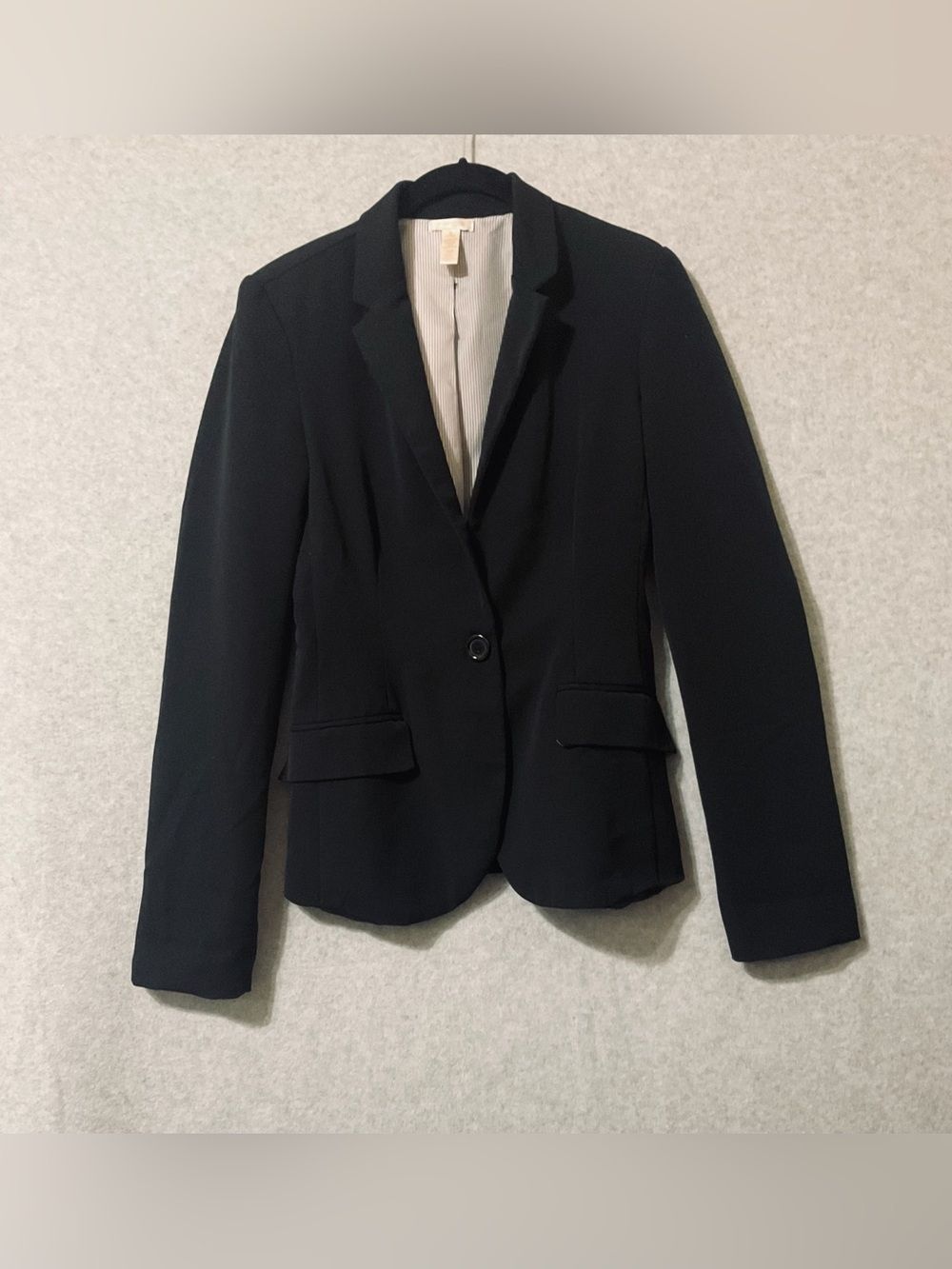 Ambiance Apparel Black Single-Button Tailored Blazer SZ S